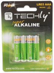 Techly Alkaline AAA LR03 1.5V 4gb. цена и информация | Батарейки | 220.lv