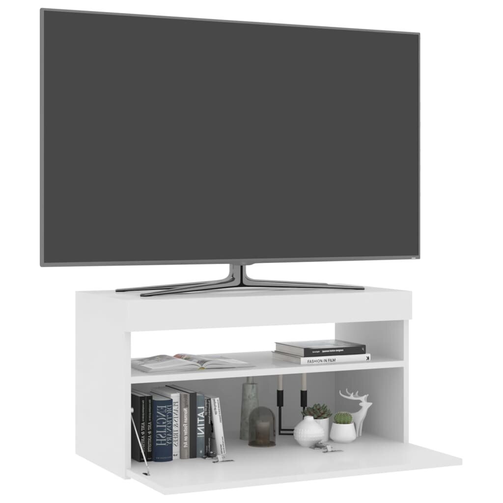 vidaXL TV skapītis ar LED lampiņām, balts, 75x35x40 cm cena un informācija | TV galdiņi | 220.lv