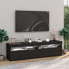 vidaXL TV skapīši ar LED lampiņām, 2 gab., melni, 75x35x40 cm cena un informācija | TV galdiņi | 220.lv