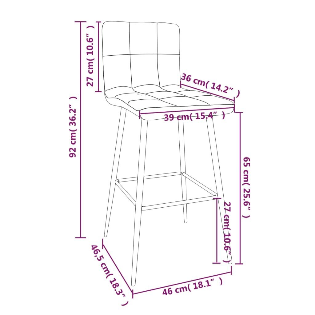 vidaXL bāra krēsls, melns samts cena un informācija | Virtuves un ēdamistabas krēsli | 220.lv