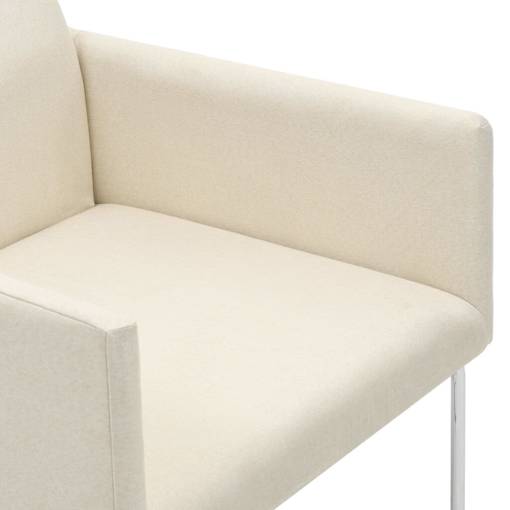 vidaXL virtuves krēsli, 6 gab., linam līdzīgs balts audums цена и информация | Virtuves un ēdamistabas krēsli | 220.lv