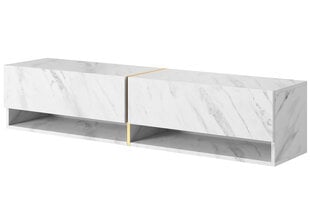 TV galdiņš SELSEY Mirrgo 140 balts marmors + zeltains ieliktnis. cena un informācija | TV galdiņi | 220.lv
