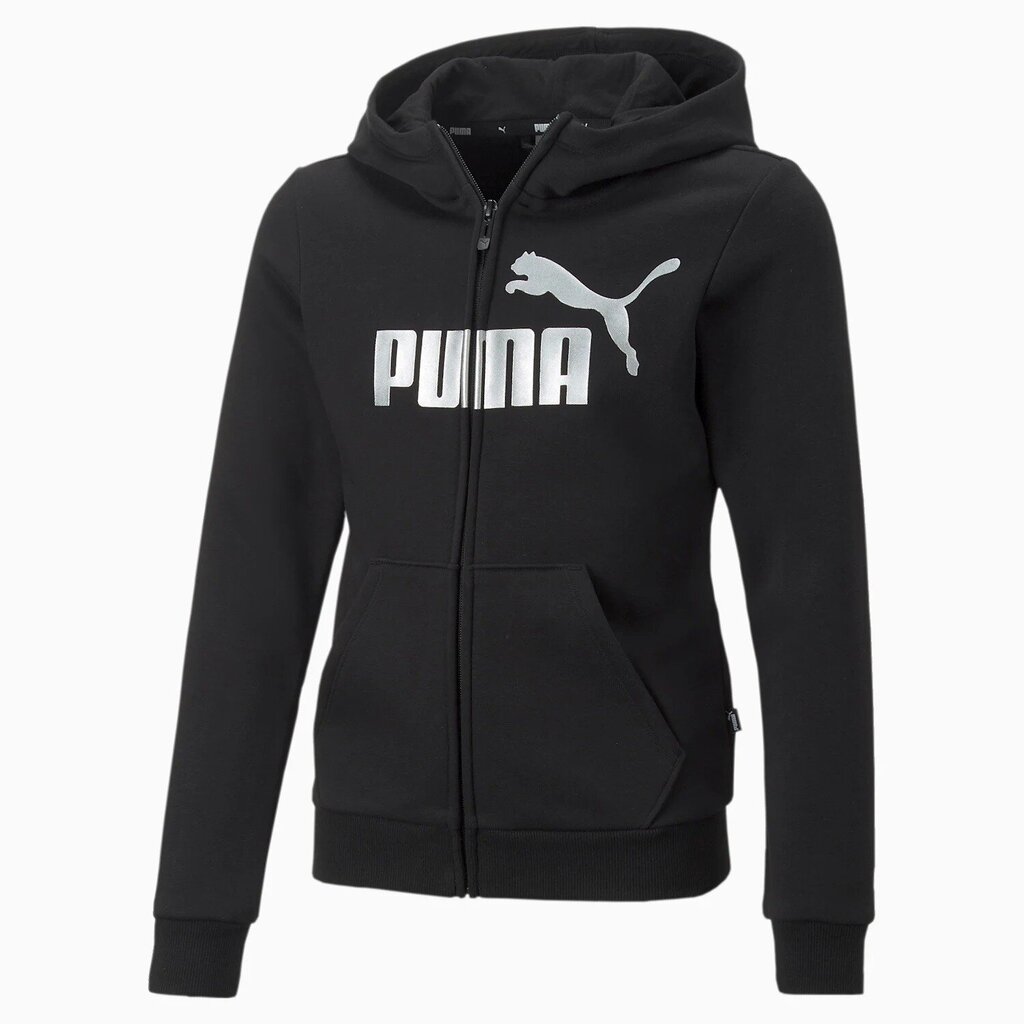 Puma bērnu sporta jaka Essentials 672113*01, melns 4064537858752 цена и информация | Jakas, džemperi, žaketes, vestes meitenēm | 220.lv
