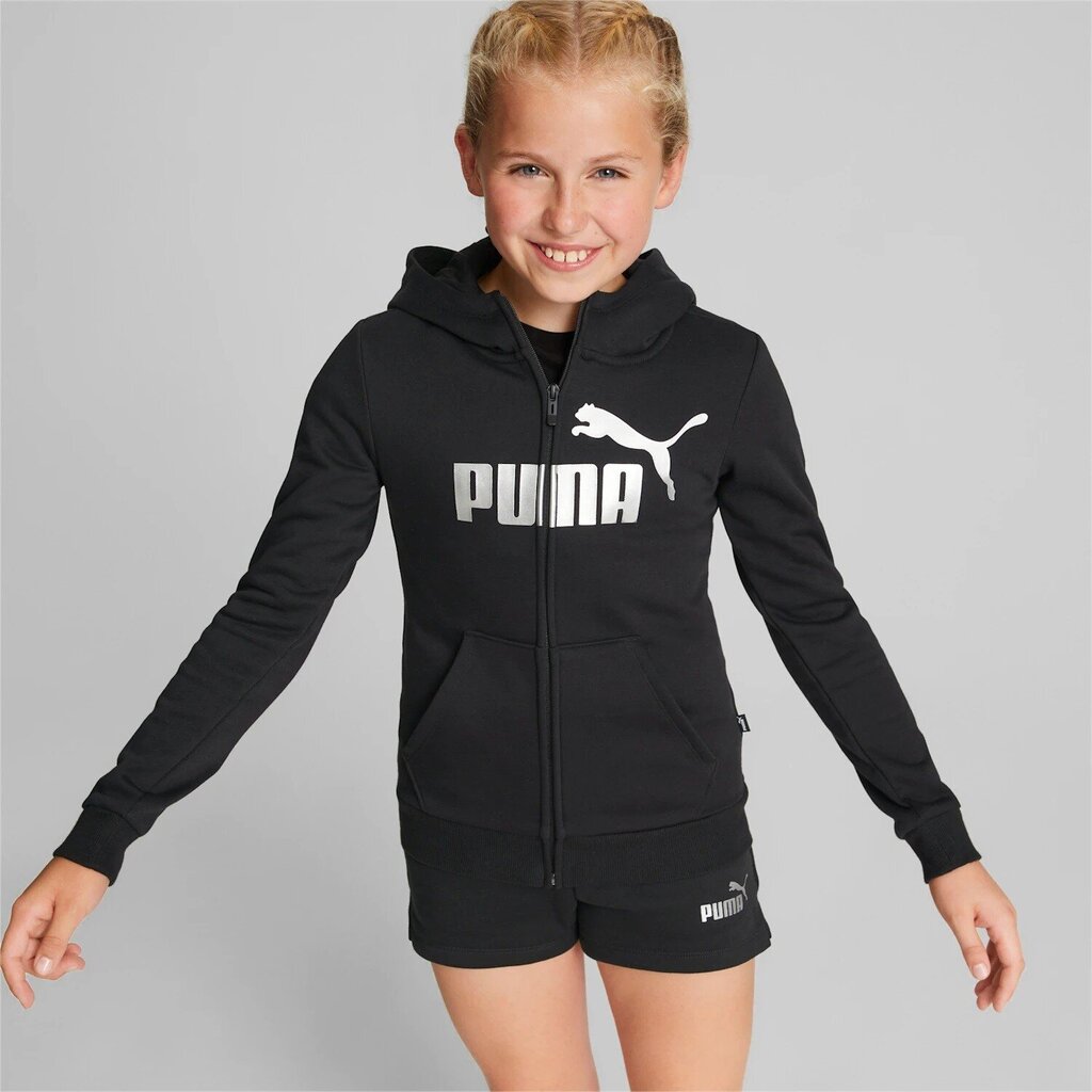 Puma bērnu sporta jaka Essentials 672113*01, melns 4064537858752 cena un informācija | Jakas, džemperi, žaketes, vestes meitenēm | 220.lv