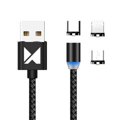 Кабель Wozinsky Magnetic WMC-01, USB/micro USB/USB C/Lightning, 1 м цена и информация | Кабели для телефонов | 220.lv