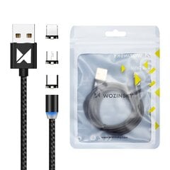 Wozinsky Magnetic WMC-01, USB / micro USB / USB C / Lightning, 1m цена и информация | Кабели для телефонов | 220.lv