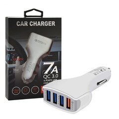 CAR CHARGER 4 X USB 7A WHITE VEGA FASTON FAST CHARGER QUICK 4XUSB 3.0 3500mAh cena un informācija | Lādētāji un adapteri | 220.lv