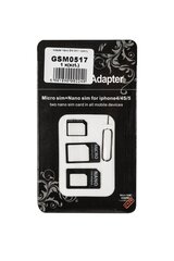 GSM0517 Nano SIM 3in1 adapteris, melns цена и информация | Адаптеры и USB разветвители | 220.lv