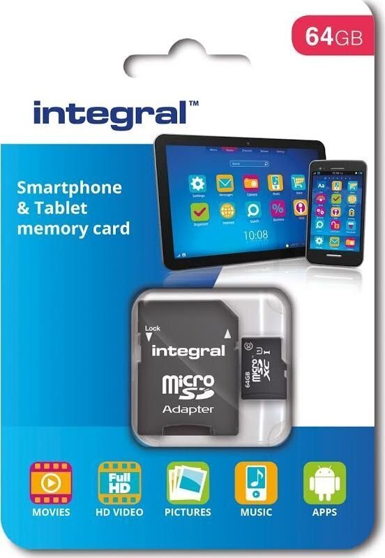 Integral INMSDX64G10-90SPTAB memory card 64 GB MicroSDXC UHS-I Class 10 cena un informācija | Atmiņas kartes mobilajiem telefoniem | 220.lv