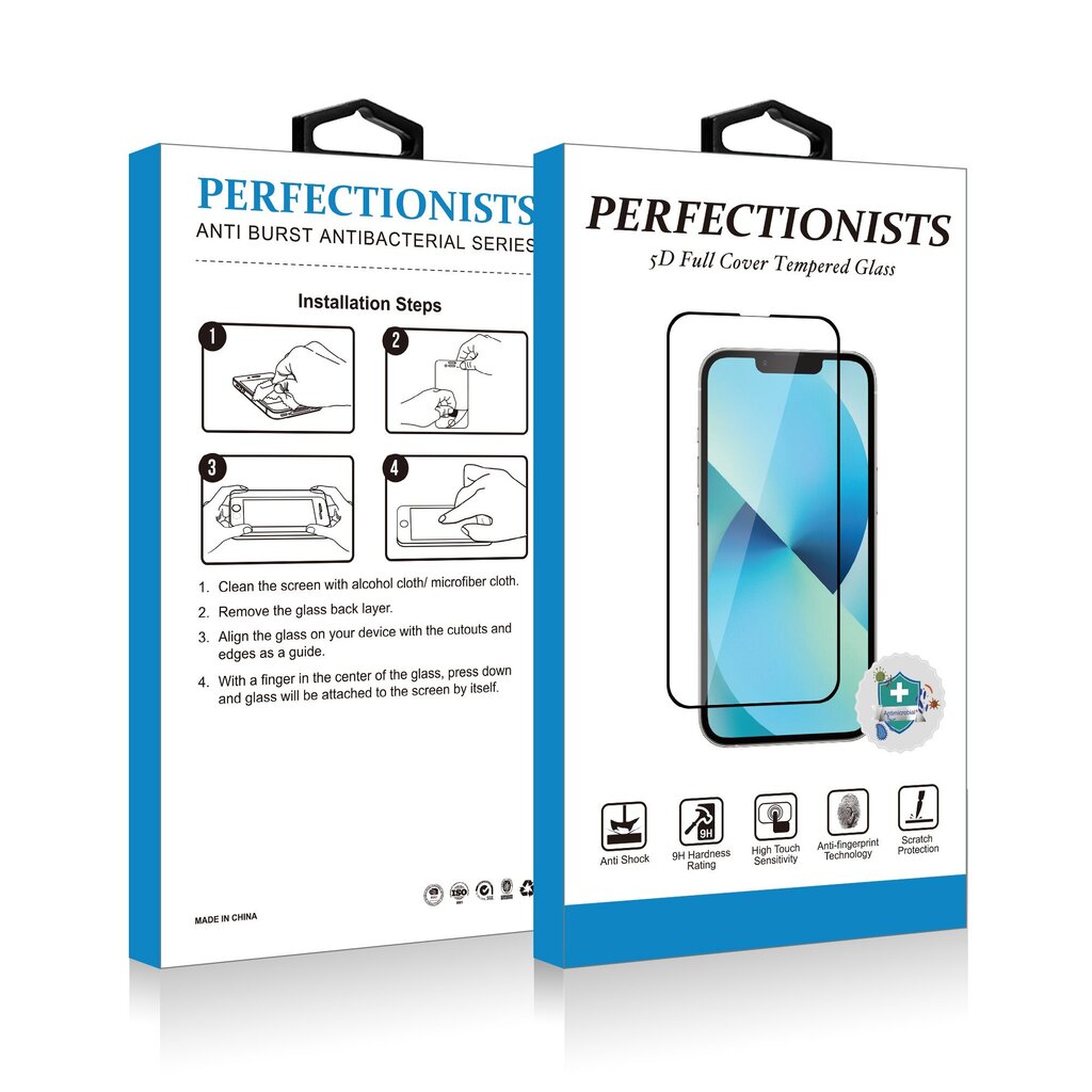 LCD aizsargstikls 5D Perfectionists Apple iPhone 14 Pro liektss melns cena un informācija | Ekrāna aizsargstikli | 220.lv