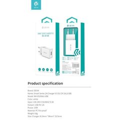 Сетевая зарядка Devia Smart 2A белая цена и информация | Зарядные устройства для телефонов | 220.lv