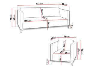 Mīksto mēbeļu komplekts DENIM 3 + 1 + 1-Solo 257-czarny połysk (melns, spīdīgs) cena un informācija | Dīvānu komplekti | 220.lv
