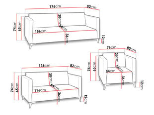 Комплект мягкой мебели DENIM 3 + 2 + 1-Solo 251-черный полыск (черный глянцевый) цена и информация | Комплекты мягкой мебели | 220.lv