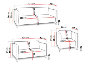 Комплект мягкой мебели DENIM 3 + 2 + 1-Solo 257-хром лак цена и информация | Комплекты мягкой мебели | 220.lv
