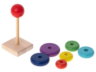 Koka šķirotājs - piramīda (13 cm) cena un informācija | Attīstošās rotaļlietas | 220.lv
