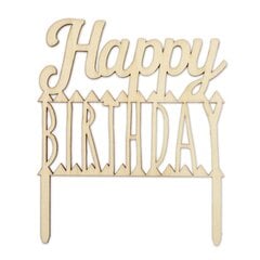 Шпажка-украшение Happy Birthday, деревянная, 12 см цена и информация | Праздничная одноразовая посуда | 220.lv