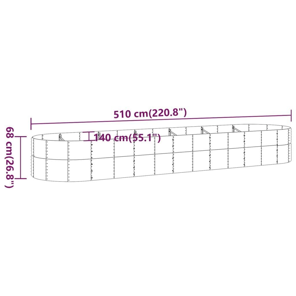 Dārza žogojums, brūns, 510x140x68cm, tērauds cena un informācija | Puķu podi | 220.lv