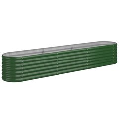 vidaXL dārza puķu kaste, 224x40x36 cm, pulverkrāsots tērauds, zaļa cena un informācija | Podi stādiem un pārstādīšanai | 220.lv