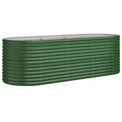 vidaXL dārza puķu kaste, 224x80x68 cm, pulverkrāsots tērauds, zaļa cena un informācija | Podi stādiem un pārstādīšanai | 220.lv