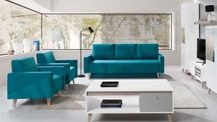 Dzīvojamās istabas mēbeļu komplekts Naviedo II ar kafijas galdiņu-Moric 13-biały mat + Dąb san remo jasny cena un informācija | Dīvānu komplekti | 220.lv