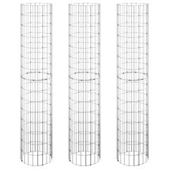 vidaXL gabioni, puķu kastes, 3 gab., apaļi, cinkots tērauds, Ø30x150cm cena un informācija | Podi stādiem un pārstādīšanai | 220.lv