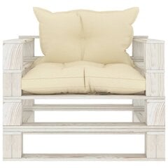 vidaXL dārza palešu dīvāns ar krēmkrāsas matračiem, koks cena un informācija | Dārza krēsli | 220.lv