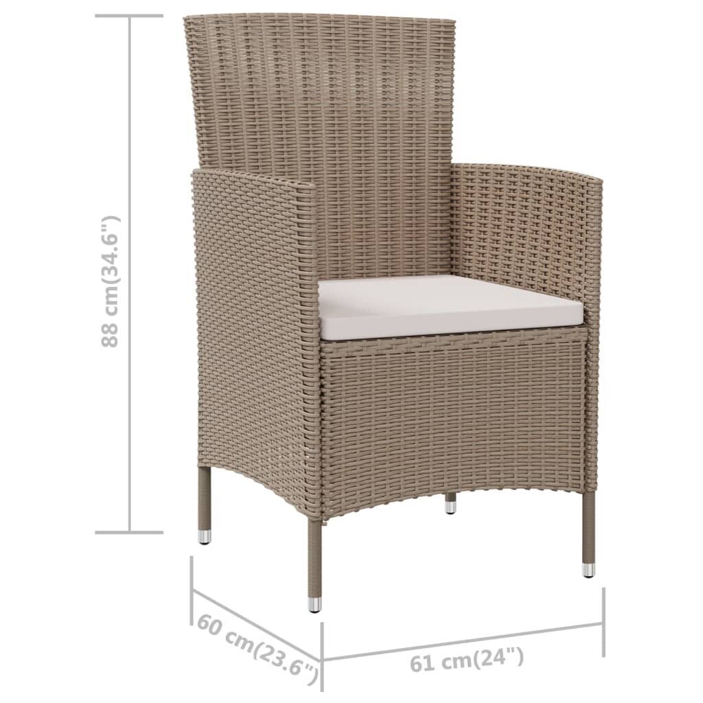 vidaXL dārza krēsli ar matračiem, 2 gab., bēša PE rotangpalma cena un informācija | Dārza krēsli | 220.lv