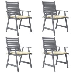 Садовые обеденные стулья с подушками, 4 шт, массив акации цена и информация | Садовые стулья, кресла, пуфы | 220.lv