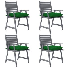 Садовые обеденные стулья с подушками, 4 шт, массив акации цена и информация | Садовые стулья, кресла, пуфы | 220.lv