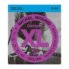 Струны для электрогитары D'Addario EXL120 .009 цена и информация | Принадлежности для музыкальных инструментов | 220.lv