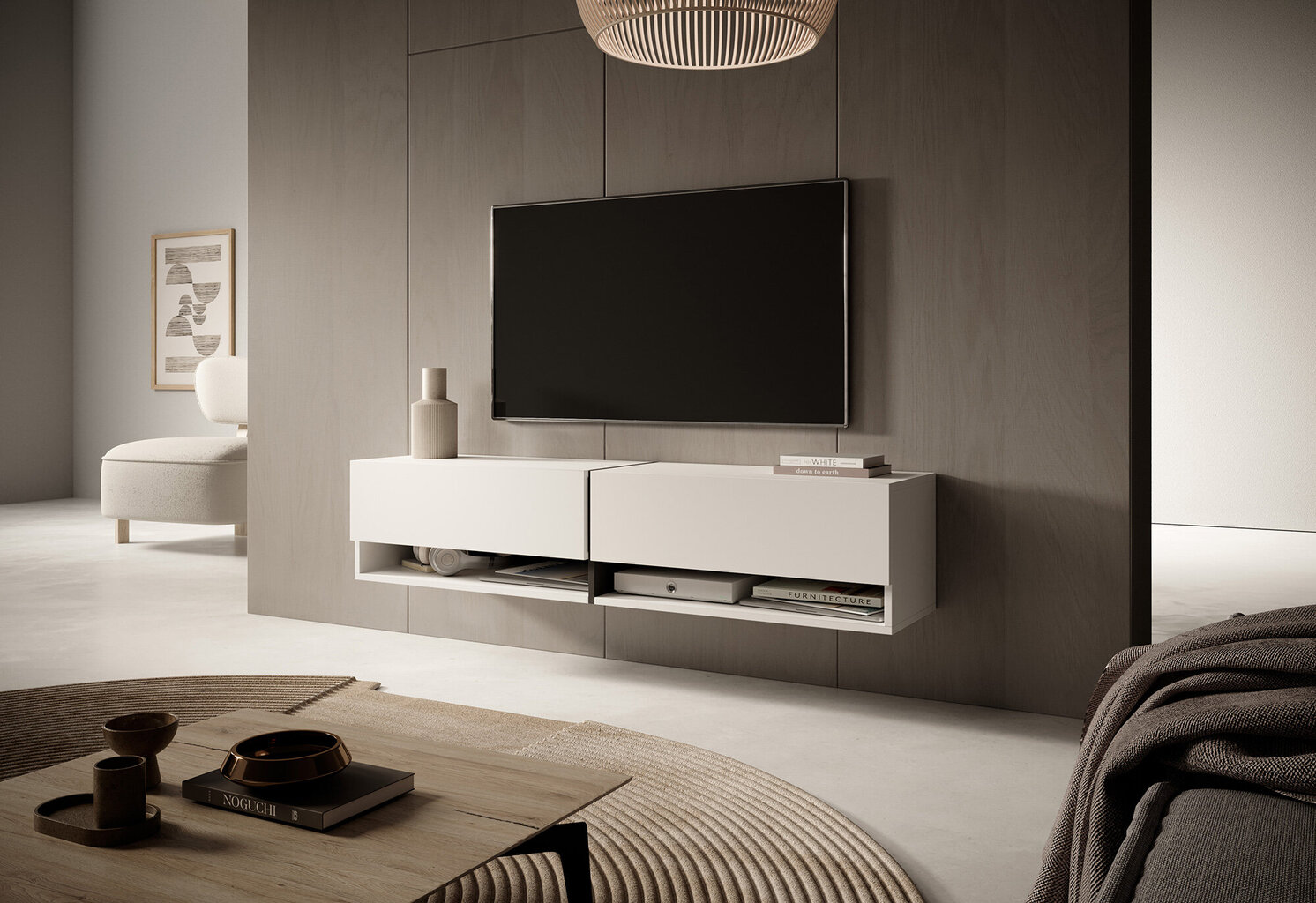 TV galdiņš SELSEY Mirrgo 140 balts + grafīta krāsas ieliktnis. цена и информация | TV galdiņi | 220.lv