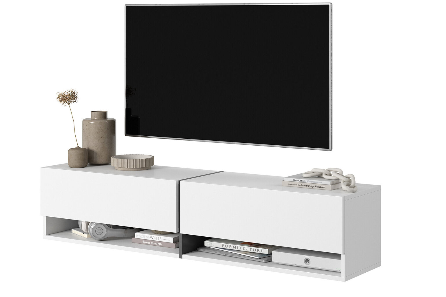 TV galdiņš SELSEY Mirrgo 140 balts + grafīta krāsas ieliktnis. cena un informācija | TV galdiņi | 220.lv