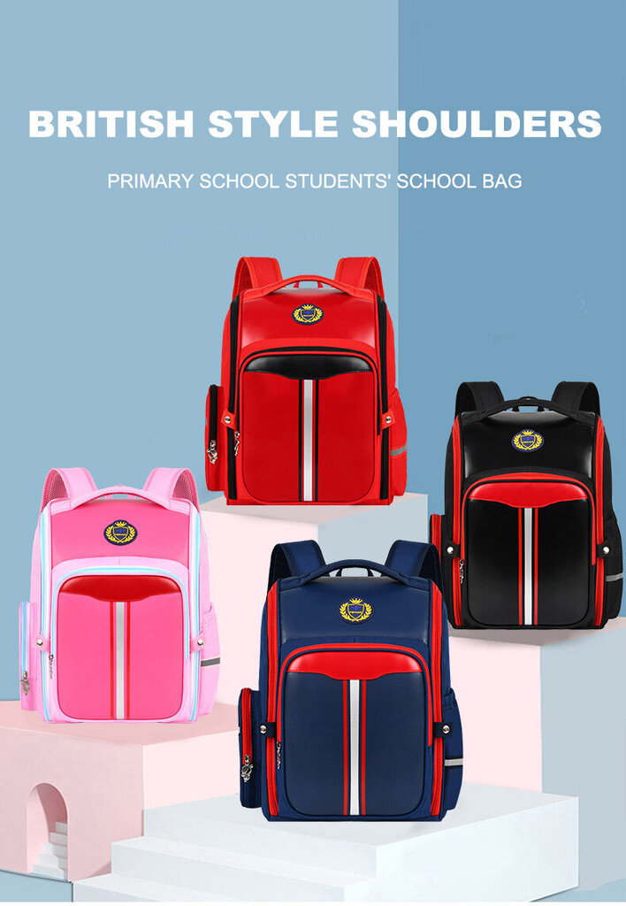 Skolas mugursoma britu stilā, viegla un ietilpīga. Rozā krāsa cena un informācija | Skolas somas | 220.lv
