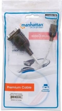 Kabelis-adapteris Manhattan USB uz RS232/COM/DB9 M/M, 45 cm cena un informācija | Savienotājkabeļi | 220.lv