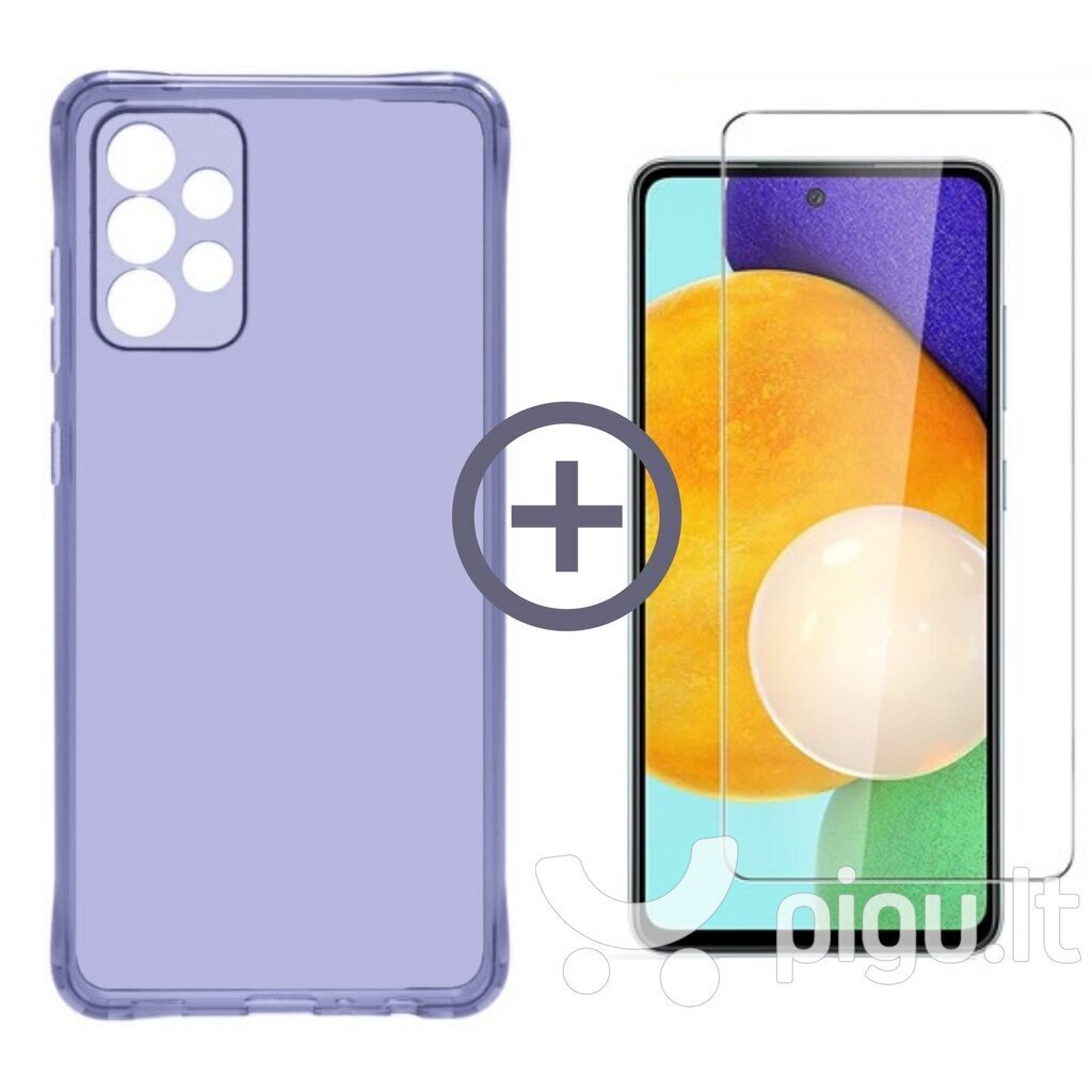 Komplekts - caurspīdīgs silikona vāciņš paredzēts Samsung Galaxy A13 violets un Soundberry Basic (Case Friendly) aizsargstikls цена и информация | Telefonu vāciņi, maciņi | 220.lv