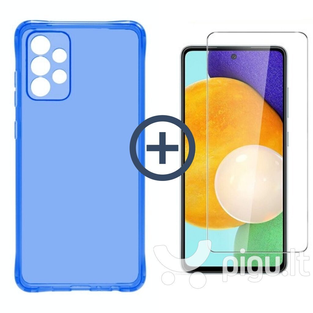 Komplekts - caurspīdīgs silikona vāciņš paredzēts Samsung Galaxy A13 zils un Soundberry Basic (Case Friendly) aizsargstikls cena un informācija | Telefonu vāciņi, maciņi | 220.lv
