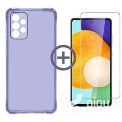 Komplekts - caurspīdīgs silikona vāciņš paredzēts Samsung Galaxy A53 violets un Soundberry Basic (Case Friendly) aizsargstikls cena un informācija | Telefonu vāciņi, maciņi | 220.lv