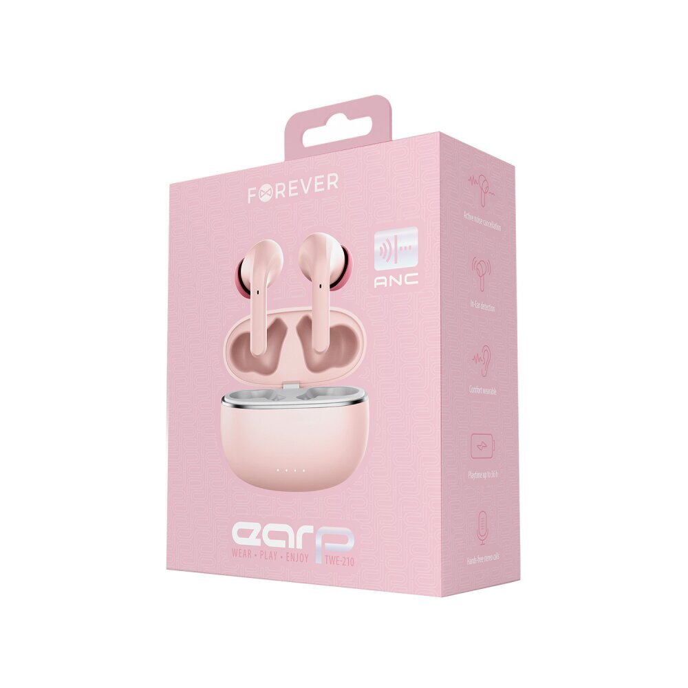 Austiņas ar uzlādes maciņu, Forever Bluetooth ANC earphones TWE-210 Earp pink цена и информация | Austiņas | 220.lv