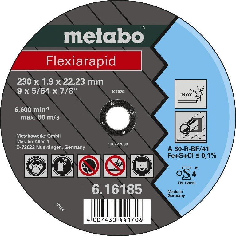 Metāla griešanas disks Metabo Flexiarapid Inox цена и информация | Zāģi, ripzāģi | 220.lv