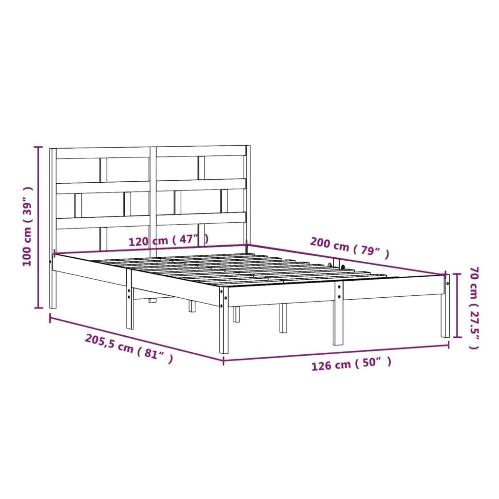 Gultas rāmis 120x200cm, osis masīvkoks cena un informācija | Gultas | 220.lv