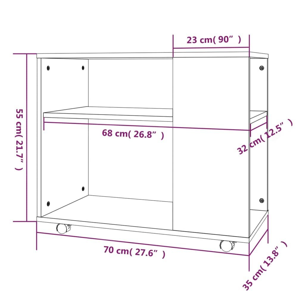 vidaXL galdiņš, ozolkoka krāsa, 70x35x55 cm, inženierijas koks цена и информация | Žurnālgaldiņi | 220.lv