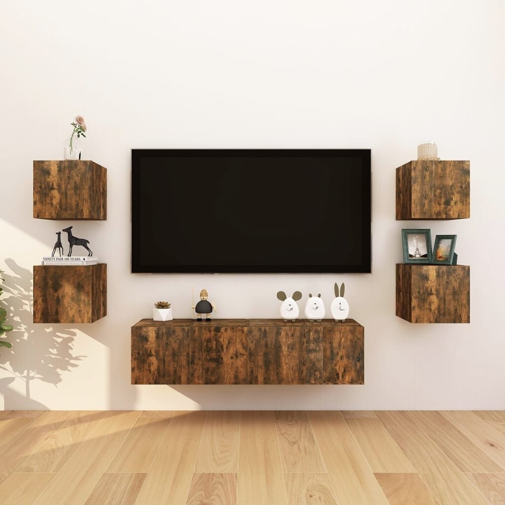 vidaXL sienas TV skapīši, 4 gab., ozolkoka krāsa, 30,5x30x30 cm cena un informācija | TV galdiņi | 220.lv