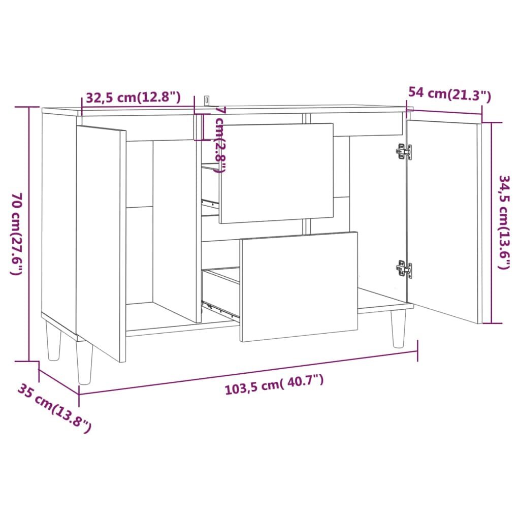 vidaXL kumode, ozolkoka krāsā, 103,5x35x70 cm, inženierijas koks cena un informācija | Skapīši viesistabai | 220.lv