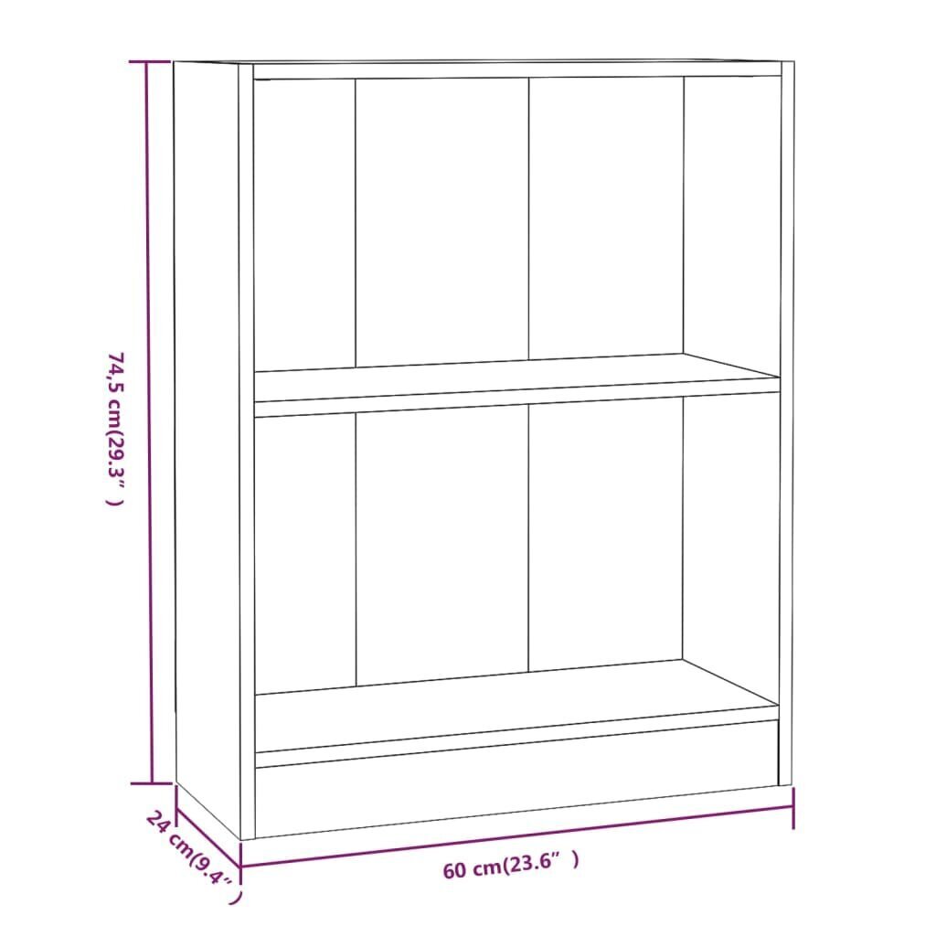 vidaXL grāmatplaukts, ozolkoka krāsā, 60x24x74,5 cm, inženierijas koks cena un informācija | Plaukti | 220.lv