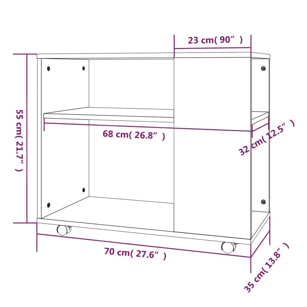 vidaXL galdiņš, ozolkoka krāsa, 70x35x55 cm, inženierijas koks cena un informācija | Žurnālgaldiņi | 220.lv