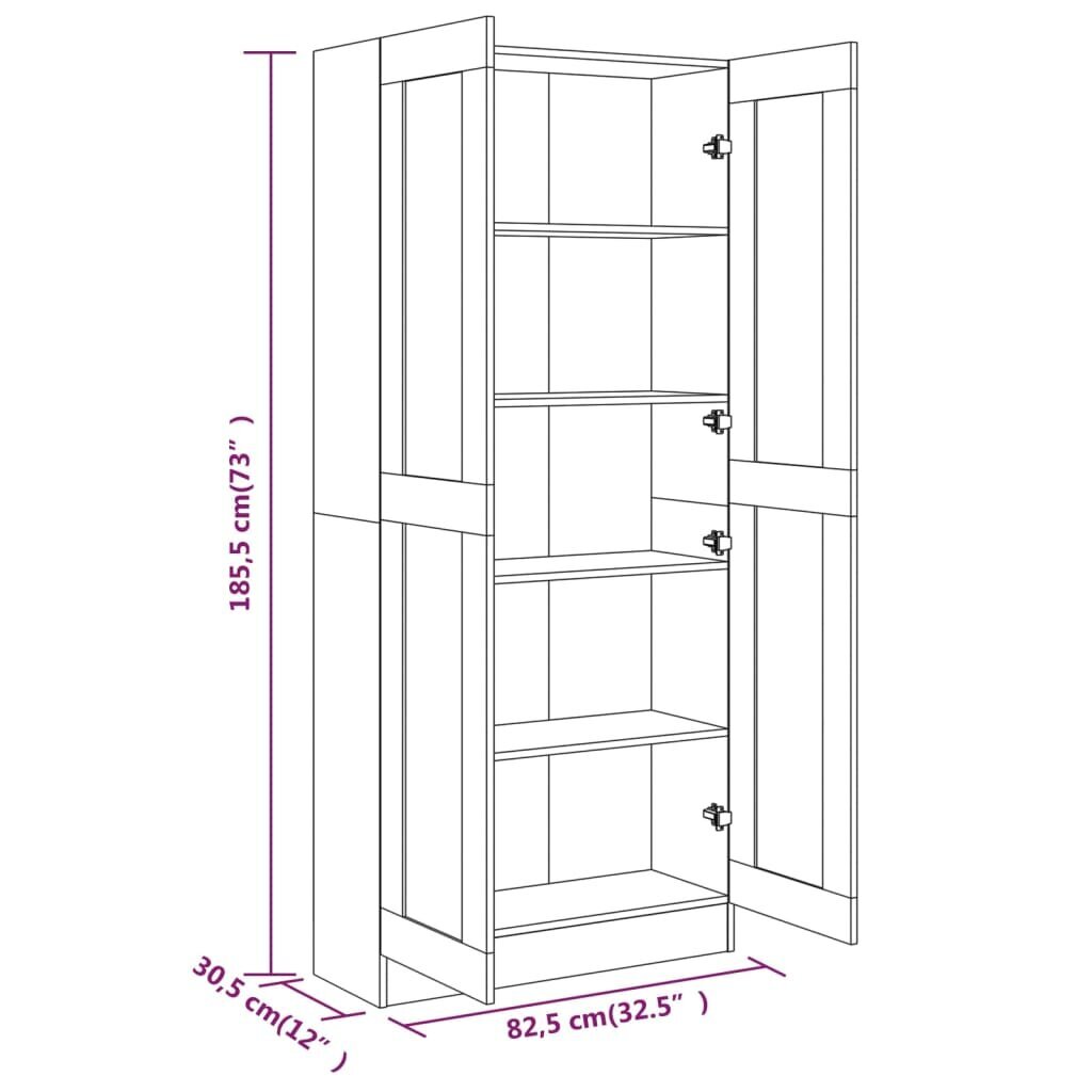 vidaXL grāmatu skapis, ozolkoka, 82,5x30,5x185,5 cm, inženierijas koks cena un informācija | Plaukti | 220.lv