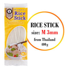 Rīsu stikla nūdeles, Finest Rice Stick, Thai Dancer, 400g, M 3mm cena un informācija | Makaroni | 220.lv