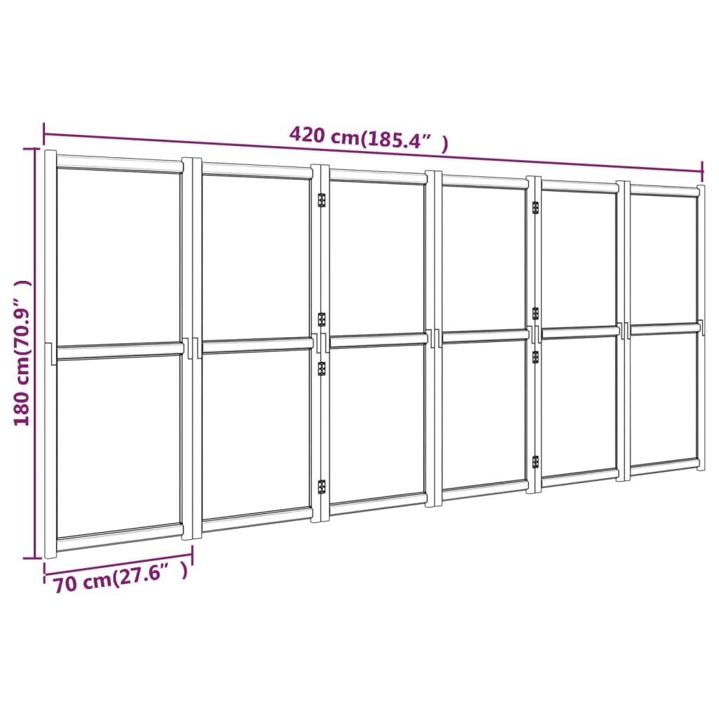 vidaXL 6-paneļu istabas aizslietnis, melns, 420x180 cm cena un informācija | Aizslietņi | 220.lv