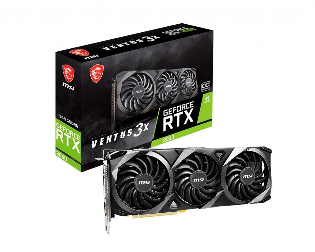 MSI GeForce RTX 3060 VENTUS 3X 12G OC NVIDIA 12 GB GDDR6 цена и информация | Videokartes (GPU) | 220.lv