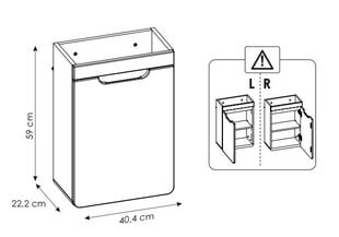Шкафчик под умывальник ARUBA COSMOS, 40х60х22 см цена и информация | Шкафчики для ванной | 220.lv